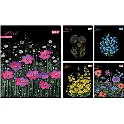 Зошит учнівський Yes Floral bloom А5 24 аркушів клітинка 10 шт. (768592)