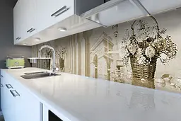 Кухонний фартух Квітковий Велосипед вінілова наклейка ретро колони Бежевий 60х200 см Happy Pocket Z180645 - мініатюра 6