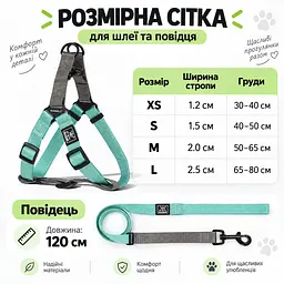 Шлея для собак Nunbell Y-Shape з повідцем, регульована та світловідбивна L, Блакитний - мініатюра 6