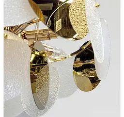 Підвісна кругла люстра Artlight 21822/500GD золота на 10 ламп E14 з прозорим, матовим та металевим декором - мініатюра 4