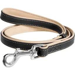 Повідець для собак Waudog Soft, шкіряний, 122х1,3 см, чорний
