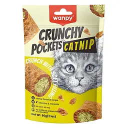 Ласощі для котів Wanpy Crunchy Pockets Chicken & Catnip Ванпі Хрусткі подушечки з Куркою та Котячою м'ятою 60 г