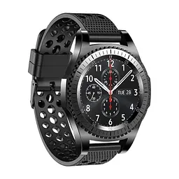 Силіконовий double перфорований ремінець Watchbands для Samsung Galaxy Watch 46mm SM-R800NZSA чорний ширина кріплення 22мм (WB009BUBLEPERFBLACK146) - мініатюра 2