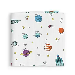 Пелюшки муслінові Cosas Spaceman 75x100 см, білі - мініатюра 2