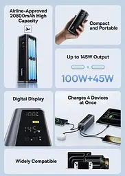 Зовнішній акумулятор Baseus EnerGeek GP12 20800mAh 145W 4-Port Portable Charger - мініатюра 6