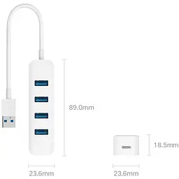 USB-хаб Xiaomi Hub 4xUsb 3.0/USB-C [XMFXQ01QM] [46488] - мініатюра 4