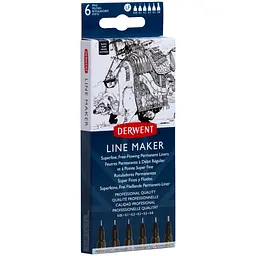 Набір лінерів Line Maker Black 6 шт чорні Derwent - мініатюра 2