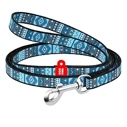 Повідець для собак нейлоновий Waudog Nylon малюнок Етно синій XS Ш 10 мм Дл 122 см