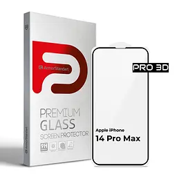 Захисне скло на Apple iPhone 14 Pro Max з олеофобним покриттям, Pro 3d, повне проклеювання, антистатичний і пиловідштовхуючий шар, 9H, самоклеючеся, 3D, на весь екран, антистатичний клей, оригінал ArmorStandart (ARM66356)