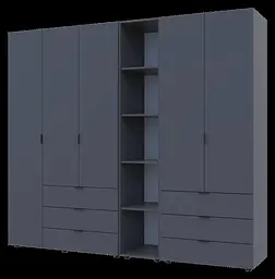Комплект Doros Гелар з Етажеркою Графіт 2+3 ДСП 231.9х49.5х203.4 (42005057) - мініатюра 3