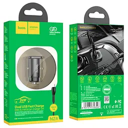 Адаптер автомобільний HOCO Micro USB Cable Wise road dual port car charger set NZ4 2USB, 4.8A - мініатюра 7