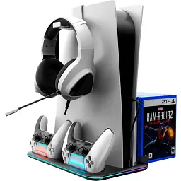 Багатофункціональна охолоджуюча підставка для PS5 Canyon CS-5 RGB Charge Black (CND-CSPS5B) UA - мініатюра 4