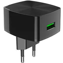 Мережевий зарядний пристрій Hoco 1USB C70A QC 3.0 3A Black - мініатюра 2