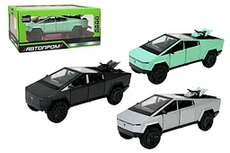 Іграшкова машинка пікап Tesla Cybertruck 1:24 Автопром світлозвукові ефекти металева AP7726, короб. 28x16x12,8 см