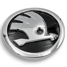Емблема Skoda (новий тип) Чорний + Хром Ø90 мм (на скотчі) 3V0853621A