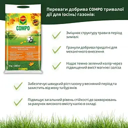 Тверде добриво тривалої дії для газону (осінь) COMPO 4 кг - мініатюра 8