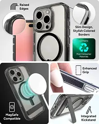 Чохол протиударний із підставкою ZAGG Gear4 Crystal Palace MagSafe для iPhone 16 Pro Max (6.9") Прозорий + Black - мініатюра 10
