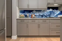 Вініловий кухонний фартух Космічний міст для кухні наклейка небо Місто Синій 60х250 см Happy Pocket Z180402 - мініатюра 6
