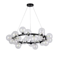 Люстра стельова Levistella 7841019-25 BK+CL, G9, 25W, чорний метал, скло, сучасний стиль для дому