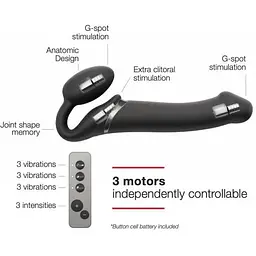Безремінний страпон з вібрацією Strap-On-Me Vibrating Black M - мініатюра 4