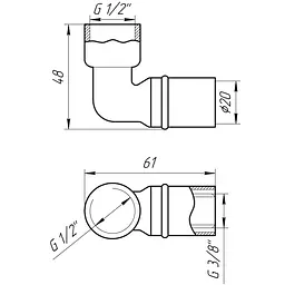 Кутник із внутрішньою різьбою прес APE AP 152 1/2″х20 000001733 - мініатюра 3