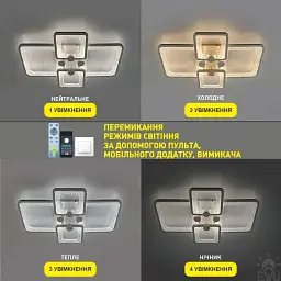 Керована світлодіодна люстра TIRE 60W 4S-APP-580-420-95-WHITE/CLEAR-220-IP20 ESLLSE - мініатюра 3