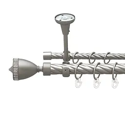 Карниз Orvit Етернія металевий дворядний відкритий до стелі скручена труба кільце металеве Сатин 25\16 мм 160 см (00-00024648)