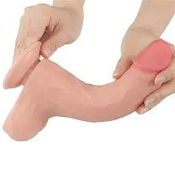 Фалоімітатор Sliding-Skin Dual Layer Dong 8.5'' 22 см тілесний - мініатюра 4