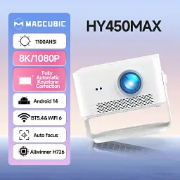 Мультимедійний смарт-проектор з автофокусом Magcubic HY450MAX Android 14, chip H726, 8K24fps, 2GB/16GB домашній кінотеатр White (19342) - мініатюра 3