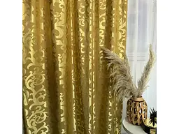 Штори жаккард "Вензель" золотистий 150х270 см, 2шт, тасьма ALBO pbe0052941 - мініатюра 9