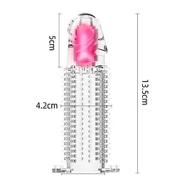 Насадка на пеніс з вібрацією IKOKY 13,5*4,2 см Прозора - мініатюра 2