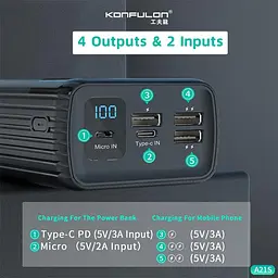 Повербанк Konfulon A21S 40000 mAh (26194) - мініатюра 4