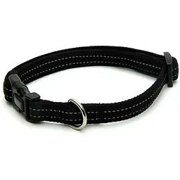 Нашийник для собак Soft Reflective, світловідбивний м'який нейлон, чорний, 30–45×1,5 см