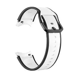 Ремінець для Samsung Galaxy Watch 6 40mm 6 44mm - біло-чорний ширина кріплення 20мм силікон Watchbands Double Line (W12-7WB32634024) - мініатюра 2