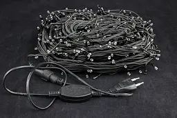 Вулична гірлянда нитка на ялинку 40 метрів Тепле світло 400 LED від мережі новорічна світлодіодна, чорний ПВХ провід, Laplandia (ww.01.6B.400.F+) - мініатюра 2