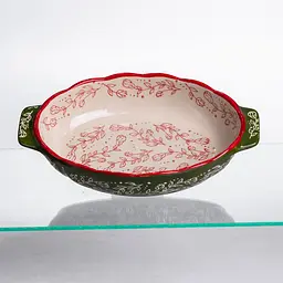 Форма для запікання Vintage 25×15×5 (см) овальна форма для випікання в духовці з ручками Зелений Yiwu HM05-01 - мініатюра 2