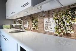 Кухонний фартух Польові квіти білі ПВХ наклейка на дерев'яними тлі Бежевий 60х250 см Happy Pocket Z180766 - мініатюра 6