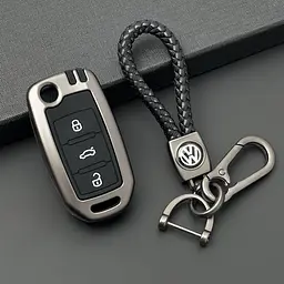 Чохол для автоключів Volkswagen із брелоком, темний хром оригінал (YT0002)