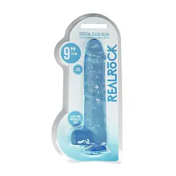 Фалоімітатор RealRock Crystal Clear 9", 25 см (блакитний) - мініатюра 4