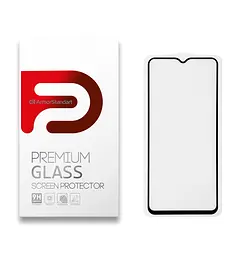 Захисне скло для TECNO POP 4 Pro (BC3), Full Glue, 2.5D, на весь екран, глянцеве, загартоване 9H, повне проклеювання по всій поверхні, з чорною рамкою, протиударне, ArmorStandart (ARM58130)