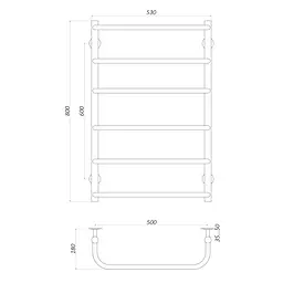 Рушникосушарка UNIO LS W 800-500-6 Драбинка Скоба (20882) - мініатюра 4
