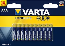 Батарейка Longlife лужна AAA блістер 10 шт VARTA teh0018555