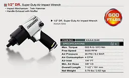 Гайковерт для СТО TOPTUL 1/2" 813N/m 8000 об/хв KAAA1640 - мініатюра 2