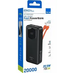 Зовнішній акумулятор Power bank ACL PW-140 20000 mAh PD22,2W+QC3.0 батарея швидке заряджання Чорний - мініатюра 5