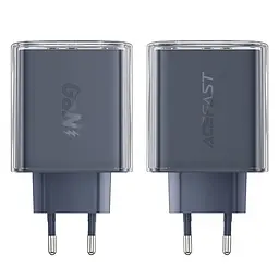 Зарядний пристрій Acefast A45 USB/2 Type-C QC PD PD65W GaN сіре - мініатюра 3