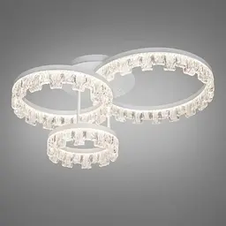 Сучасна стельова LED-люстра Diasha MX78204/1+1WH 87W, три акрилові кільця, 3 режими світла, 60×45 см