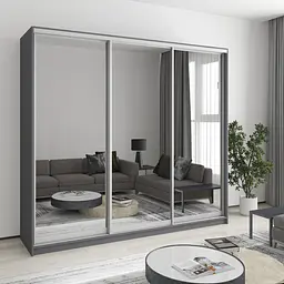 Шафа-купе тридверна MebelStar Стандарт AL 3 Дзеркала 230x60x210 см Антрацит (MBS-2985)