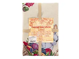 Скатертина Lefard Home Textile Peeps гобеленова кругла 140 см бежево-зелена (732-282) - мініатюра 2
