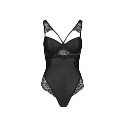 Боді з еко-шкіри та мережива Passion Loona Body black L/XL - мініатюра 3