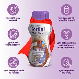 Дитяче ентеральне харчування Nutricia Fortini Multi Fibre зі смаком шоколаду 200 мл - мініатюра 3